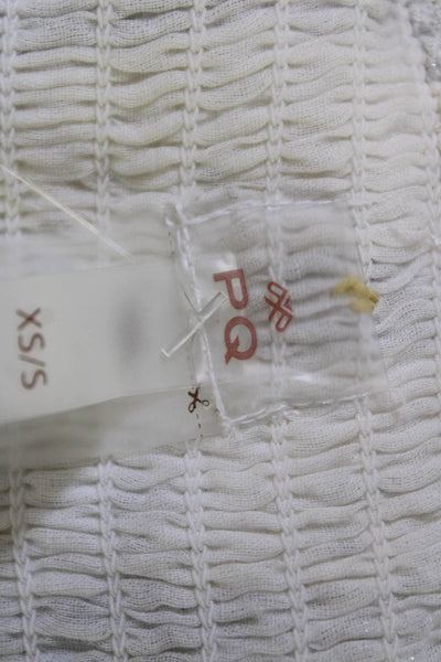 PQ Womens Maxi Sundress White Striped Viscose Square Neck Boho Size XS