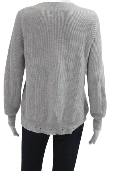 Caryn Vallone Women Pullover Sweater V-Neck Gray Cotton Long Sleeve Size XS