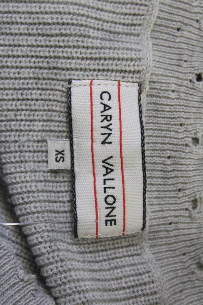 Caryn Vallone Women Pullover Sweater V-Neck Gray Cotton Long Sleeve Size XS