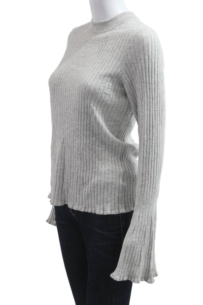 Paige Women Striped Mock Neck Pullover Sweater Gray Long Sleeve Size S