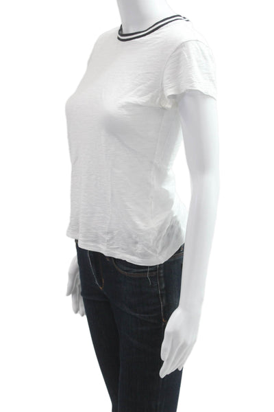 Goldie Womens White Ringer T-Shirt Pima Cotton Short Sleeve Size XS