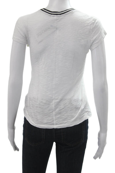 Goldie Womens White Ringer T-Shirt Pima Cotton Short Sleeve Size XS