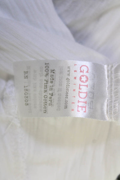 Goldie Womens White Ringer T-Shirt Pima Cotton Short Sleeve Size XS