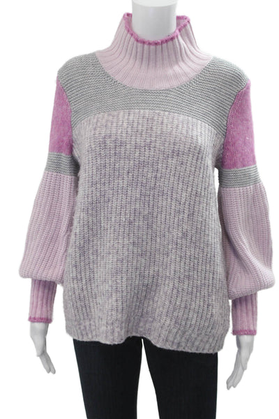 Splendid Women Mock Neck Pullover Sweater Gray Long Sleeve 90s Fall Size XS