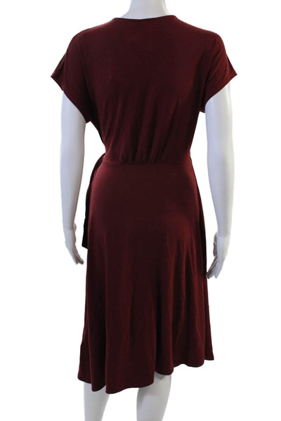 Joie Womens Wrap Dress Red V-Neck Knee Length Short Sleeve Size XS