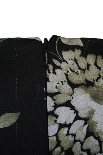 ML Monique Lhuillier Women ALine Black Silk Floral Longsleeve Knee Dress Size 2