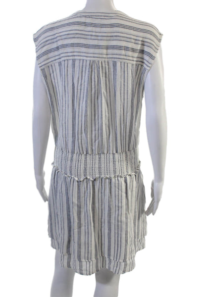 Rails Womens Striped Shirt Dress White Sleeveless Button Linen Rayon Size S