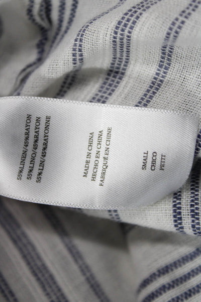 Rails Womens Striped Shirt Dress White Sleeveless Button Linen Rayon Size S