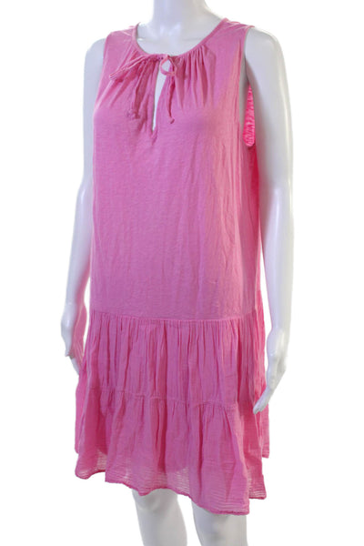 Velvet Women Shift Tank Dress Pink Sleeveless Cotton Short Bohemian Size S