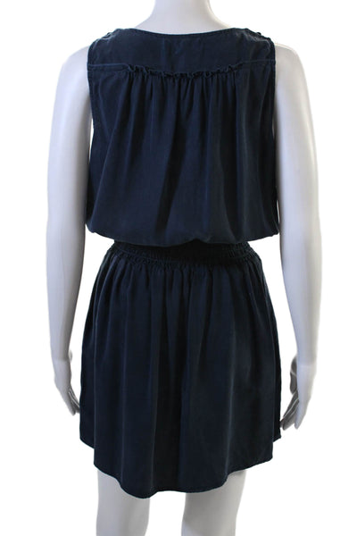 Red Haute Women Blouson Dress Dark Blue Sleeveless Mid Calf Size S