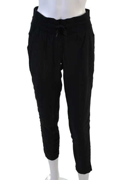 Lululemon Womens Ankle Jogger Pants Black Nylon Drawstring Sports Size S