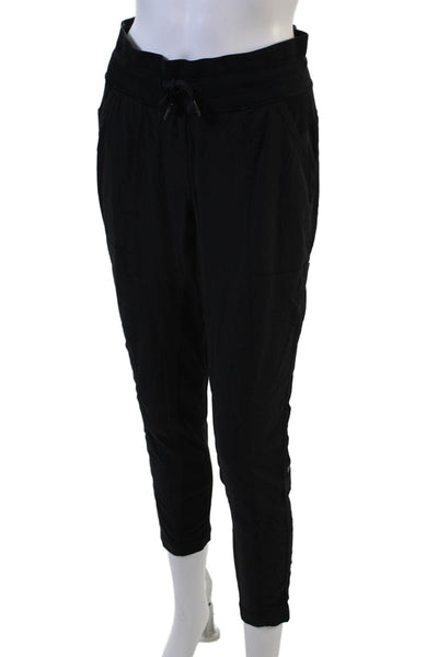 Lululemon Womens Ankle Jogger Pants Black Nylon Drawstring Sports Size S