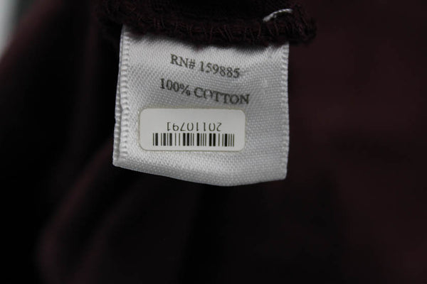 Bobi Womens Basic Button Up Brown Cotton Round Neck Long Sleeve Top Size M