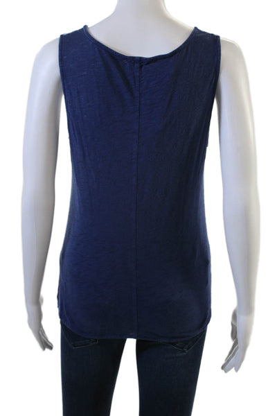 Goldie Womens Basic Jersey V Neck Sleeveless Tank Dark Blue Pima Cotton Size M