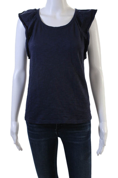Lilla P Women Sleeveless Jersey Tee Dark Blue 100% Cotton Round Neck Size XS