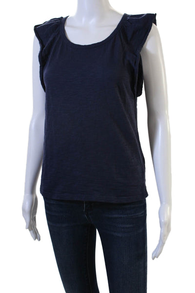 Lilla P Women Sleeveless Jersey Tee Dark Blue 100% Cotton Round Neck Size XS