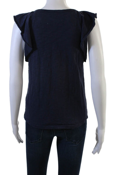 Lilla P Women Sleeveless Jersey Tee Dark Blue 100% Cotton Round Neck Size XS