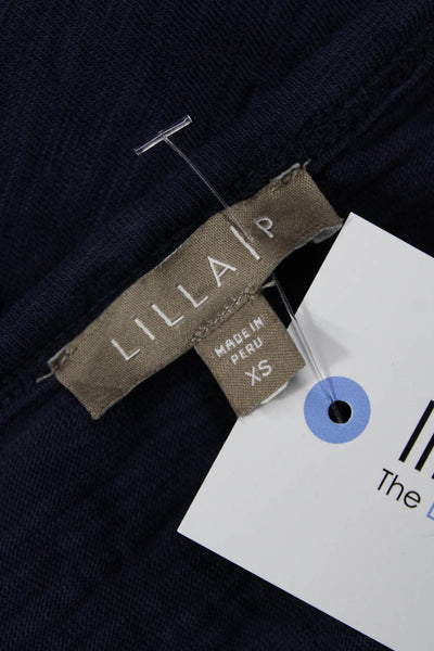 Lilla P Women Sleeveless Jersey Tee Dark Blue 100% Cotton Round Neck Size XS