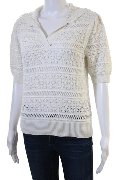 Design History Womens Pullover Sweater V Neck Short Sleeve White Size S