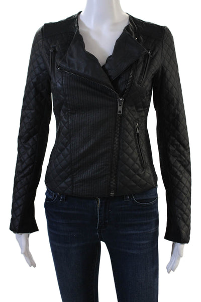 Catherine Malandrino Women Motorcycle Quilted Jacket Black Zip Size XS
