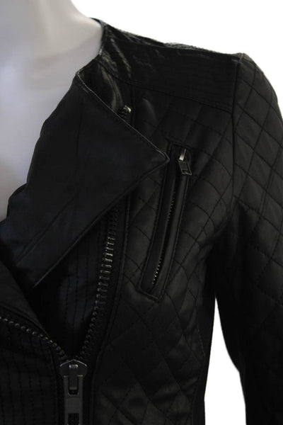 Catherine Malandrino Women Motorcycle Quilted Jacket Black Zip Size XS