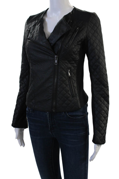 Catherine Malandrino Women Motorcycle Quilted Jacket Black Zip Size XS