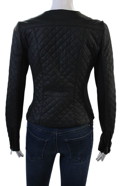 Catherine Malandrino Women Motorcycle Quilted Jacket Black Zip Size XS