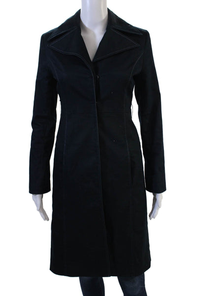 GUESS Women Black Collared Button Overcoat Long Sleeve Classic Size 0
