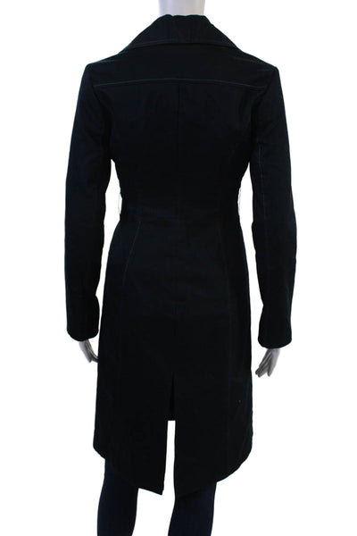 GUESS Women Black Collared Button Overcoat Long Sleeve Classic Size 0