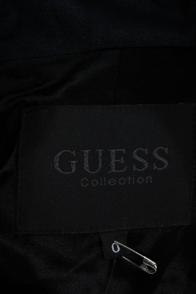 GUESS Women Black Collared Button Overcoat Long Sleeve Classic Size 0