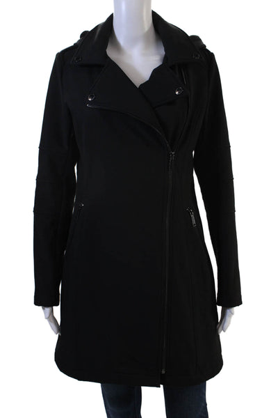 BCBGeneration Womens Biker Motorcycle Jacket Black Button Long Sleeve Size XS