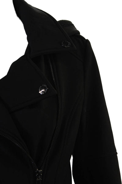 BCBGeneration Womens Biker Motorcycle Jacket Black Button Long Sleeve Size XS