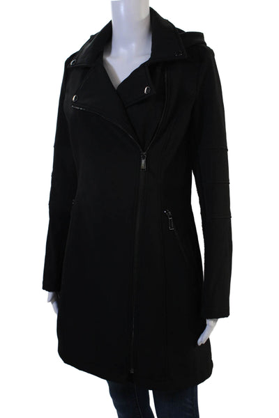 BCBGeneration Womens Biker Motorcycle Jacket Black Button Long Sleeve Size XS