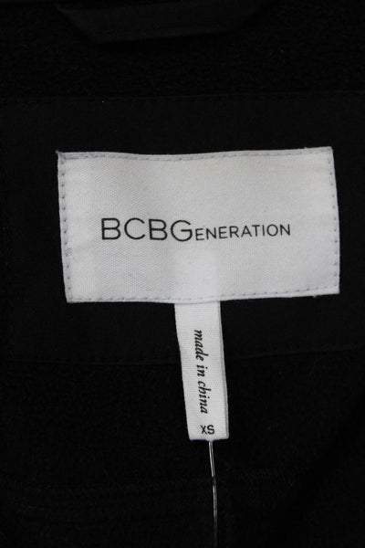BCBGeneration Womens Biker Motorcycle Jacket Black Button Long Sleeve Size XS