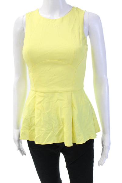 Pinko Women Yellow Sleeveless Round Neck Solid Blouse Size 4