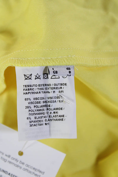 Pinko Women Yellow Sleeveless Round Neck Solid Blouse Size 4