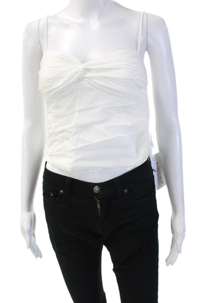 Zeynep Arcay Womens Cropped Camisole White 100% Cotton Zip Sleeveless Size 0