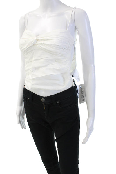 Zeynep Arcay Womens Cropped Camisole White 100% Cotton Zip Sleeveless Size 0