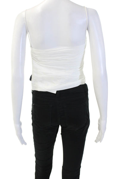 Zeynep Arcay Womens Cropped Camisole White 100% Cotton Zip Sleeveless Size 0