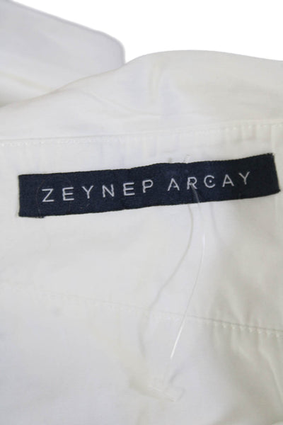 Zeynep Arcay Womens Cropped Camisole White 100% Cotton Zip Sleeveless Size 0