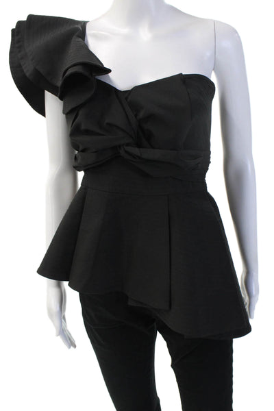 Luxe by Style Keepers Womens Designer Black Short Sleeve Blouse Size XS
