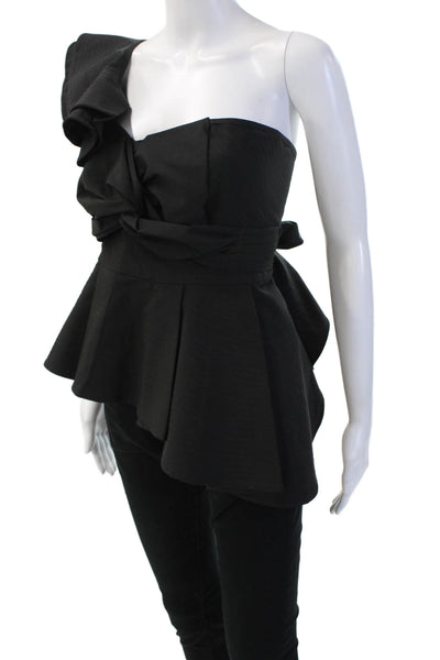Luxe by Style Keepers Womens Designer Black Short Sleeve Blouse Size XS