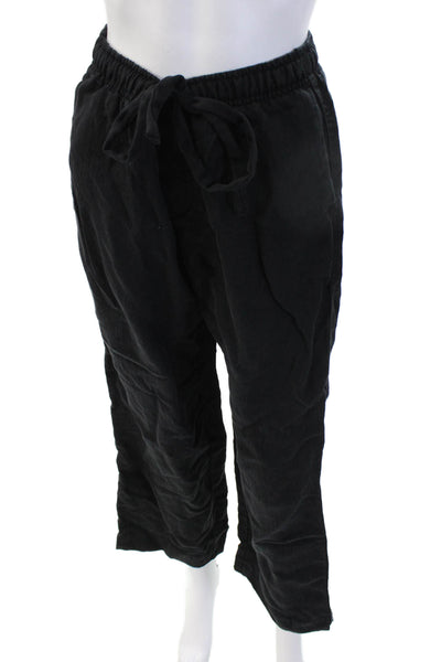 Zara Women Cropped Jogger Pants Black Lyocell Drawstring Bohemian Size S