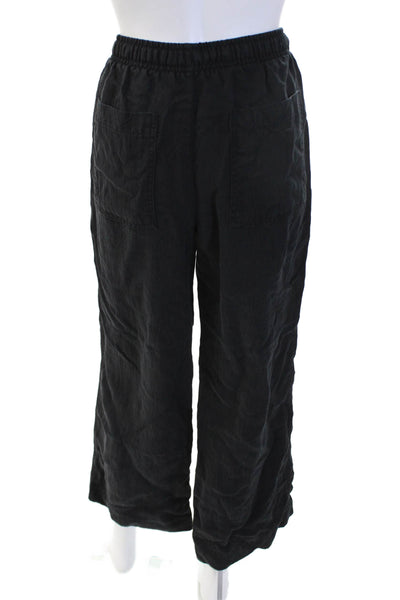 Zara Women Cropped Jogger Pants Black Lyocell Drawstring Bohemian Size S