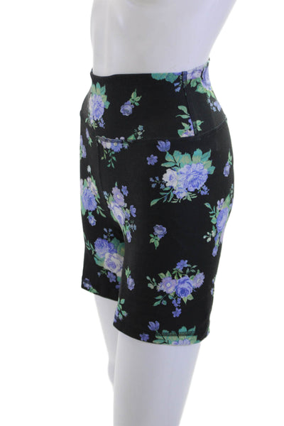 We Wore What Unisex Biker Floral Black Shorts Size S