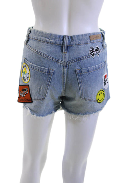 BLANKNYC Unisex Light Blue Graphic Cotton Beach Shorts Size 25