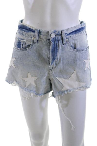 BLANKNYC Unisex Light Blue 100% Cotton Stars Shorts Button Spring Size 26