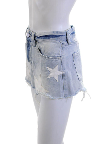 BLANKNYC Unisex Light Blue 100% Cotton Stars Shorts Button Spring Size 26
