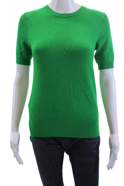 Zara Women Basic Green Cotton Crew Neck Short Sleeve T-Shirt Size S