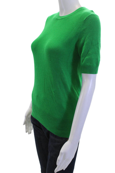 Zara Women Basic Green Cotton Crew Neck Short Sleeve T-Shirt Size S